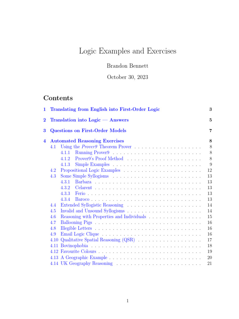 Logic Exercises | PDF | First Order Logic | Logic