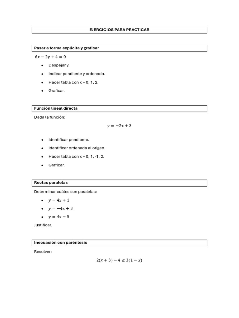 Ejericios para Prácticar | PDF