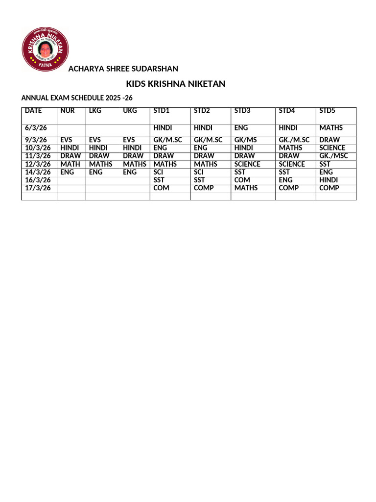 DATE SHEET Converted | PDF