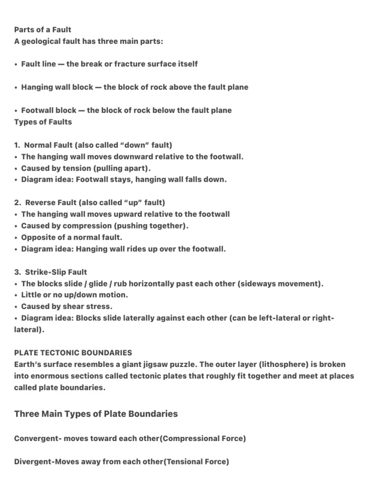Parts of a Fault | PDF | Fault (Geology) | Earthquakes