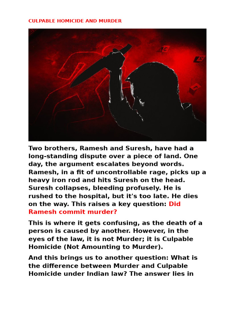 Culpable Homicide & Murder | PDF | Murder | Mens Rea