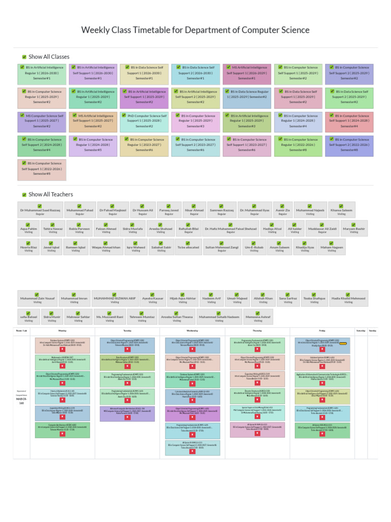 Class Timetable Spring 2026 | PDF | Computer Science | Computing