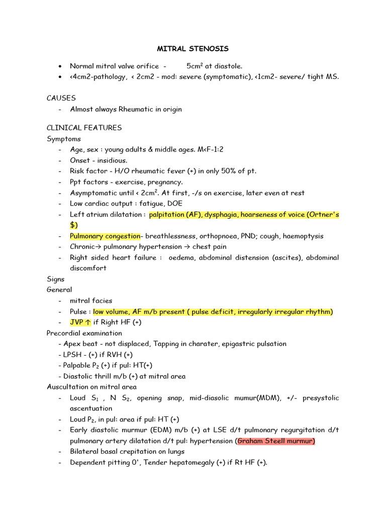 Mitral Stenosis | PDF | Heart Valve | Cardiology