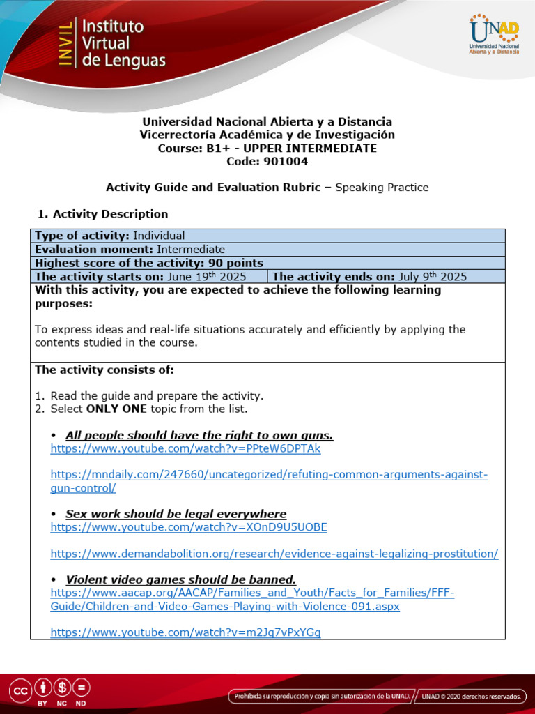 Unit 2 - Task 3 - Speaking Practice 2026 UNAD | PDF | Fluency | Turnitin