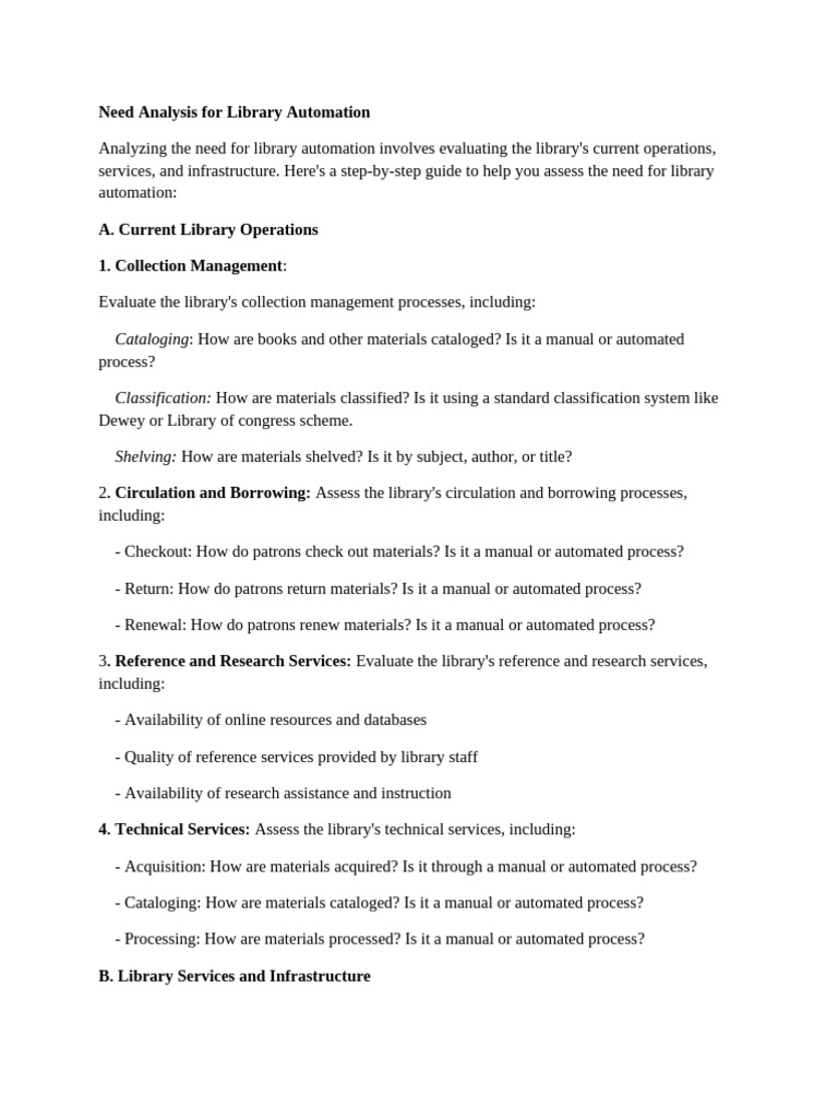 2.1 Need Analysis for Library Automation | PDF | Libraries | Accessibility