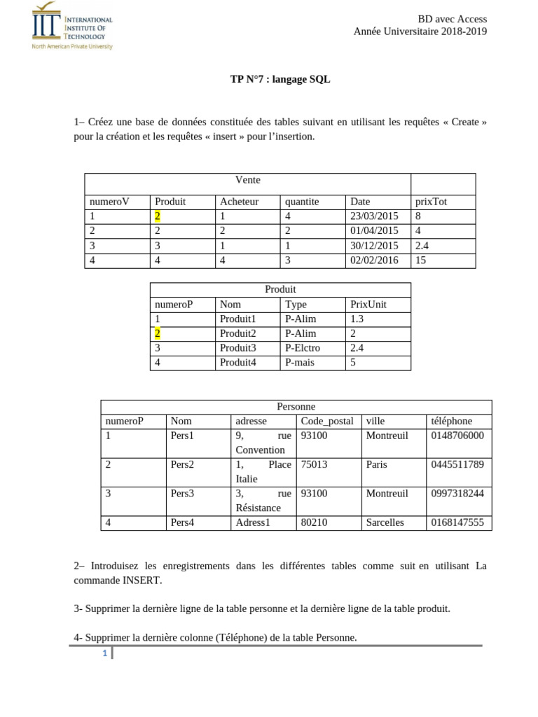 TP BD 7 | PDF | Recherche d'information | Paradigme de programmation