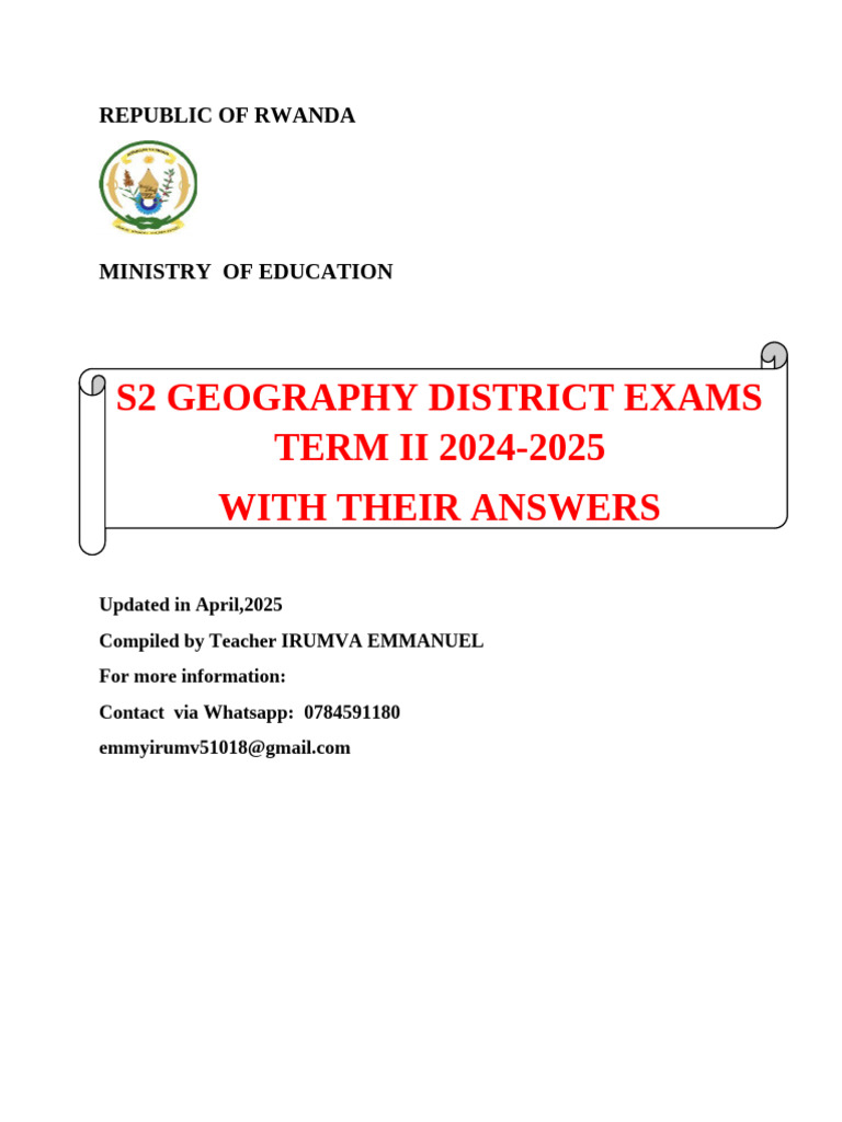 2024-2025 s2 Geo Dist Exam Compiled by Irumva Emmanuel | PDF | River ...