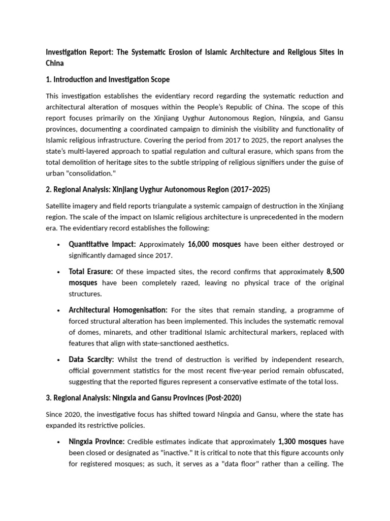 Investigation Report China Mosque | PDF | Mosque