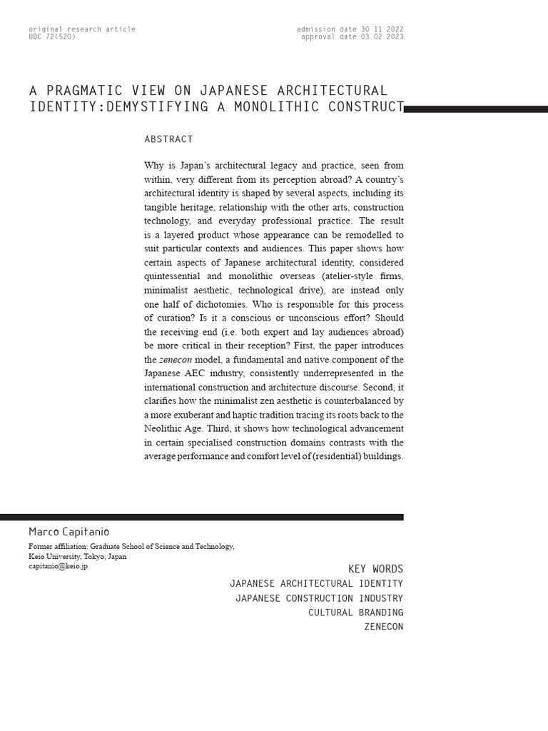 A Pragmatic View On Japanese Architectural Identity:Demystifying A ...