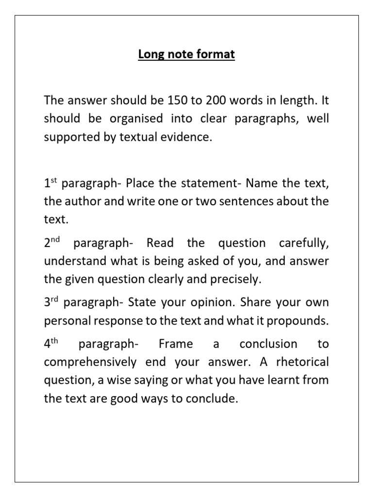 Long Note Format | PDF