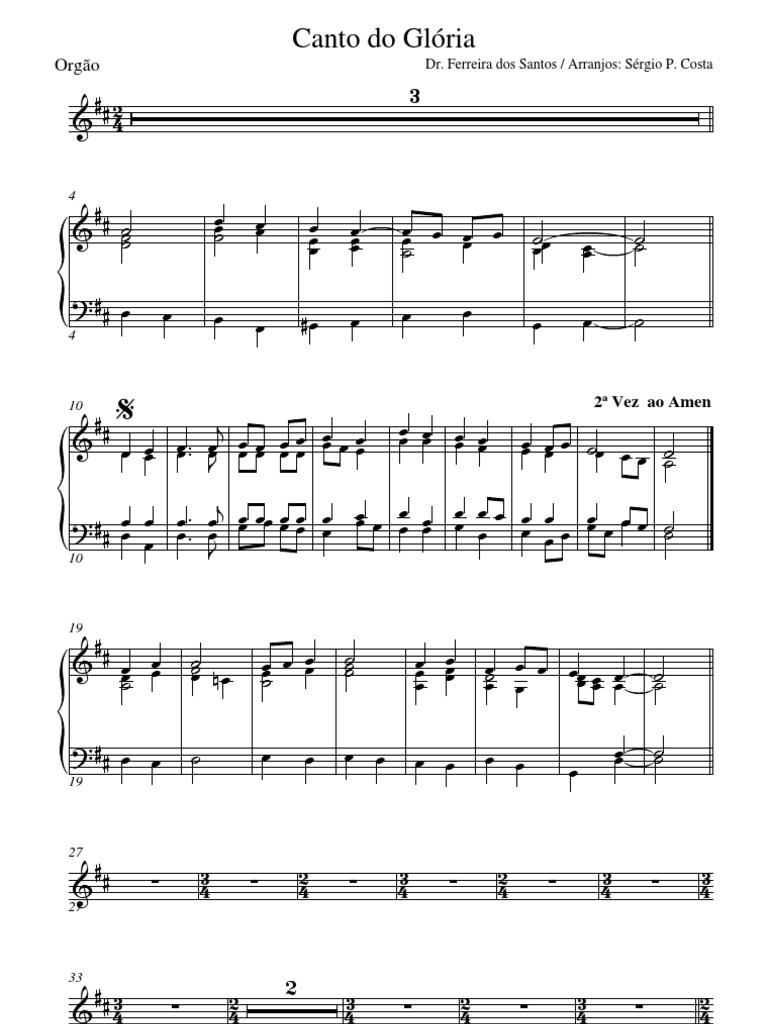 Orgão Canto do Glória Sheet Music | PDF