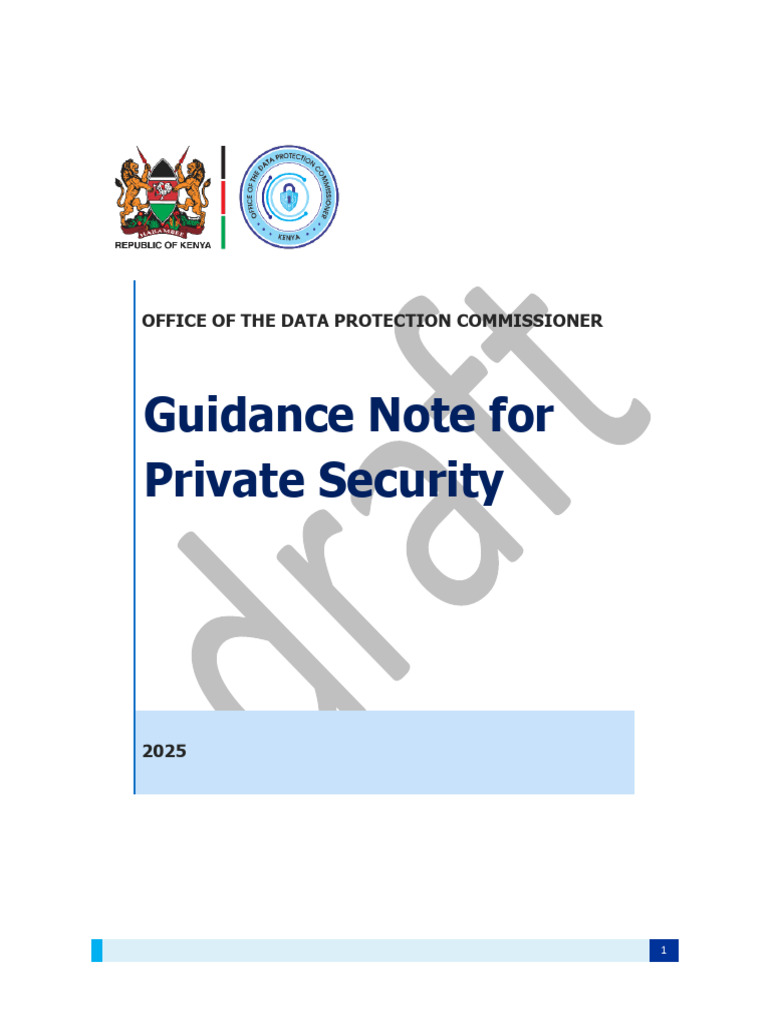 ODPC Draft Guidance Note For Private Security | PDF | Computer Security ...