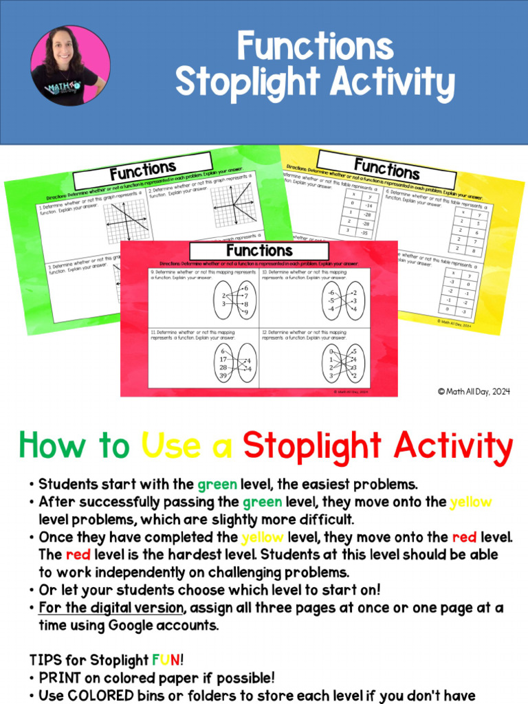 IdentifyingFunctionsinGraphsTablesMapping8thGradeMathStoplightActivity ...