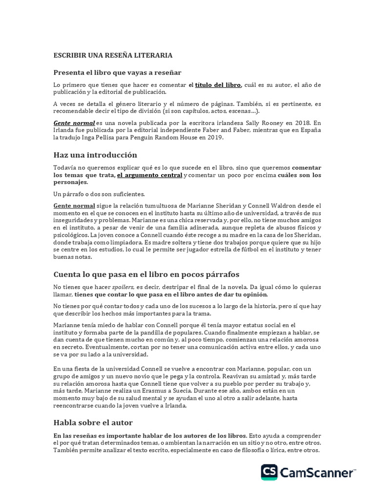 Escribir Una Reseña Literaria | PDF | Narración