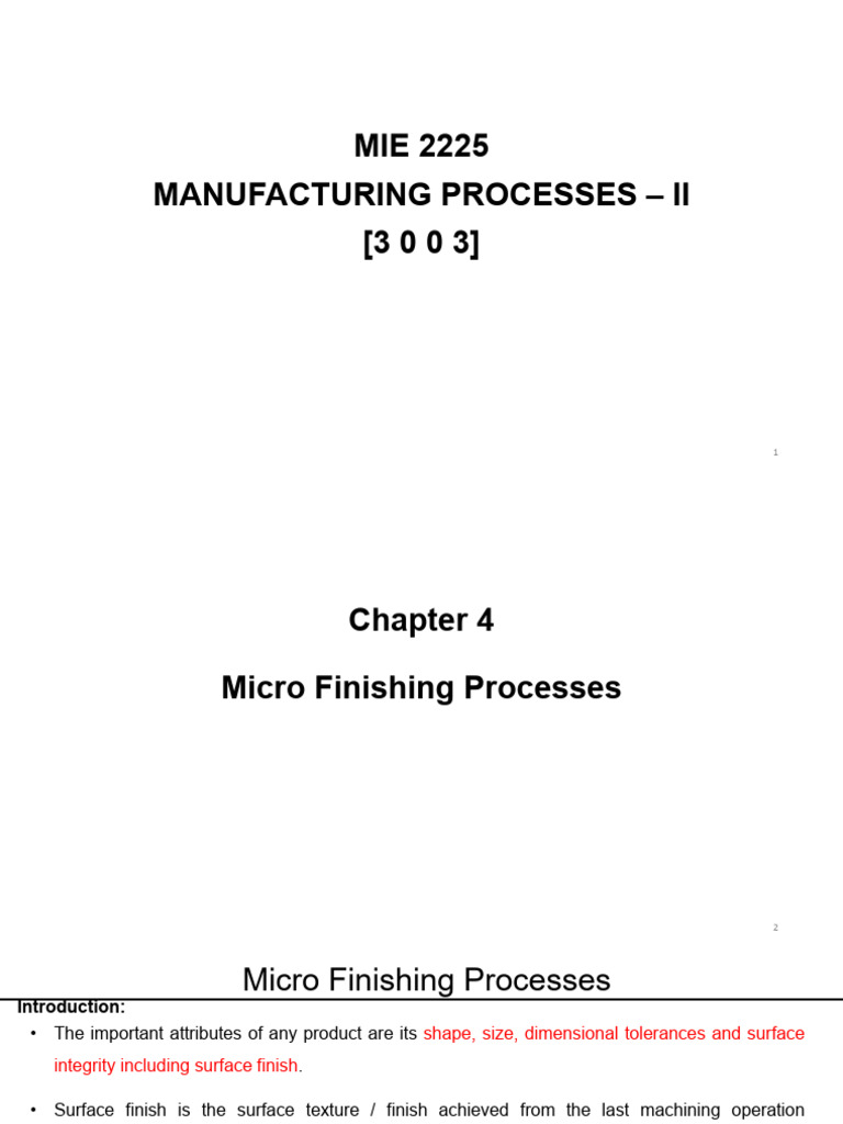 MP-II - Chapter 4 - Micro Finishing Processes | PDF | Abrasive | Materials