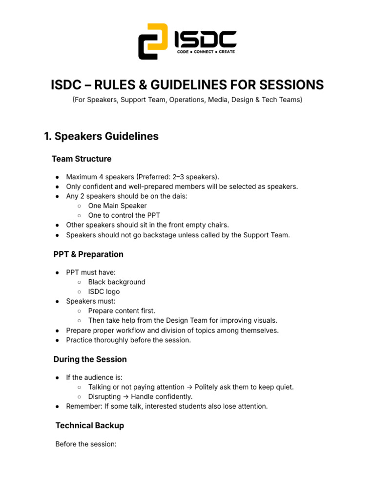 Isdc – Rules & Guidelines for Sessions (1) | PDF | Computing