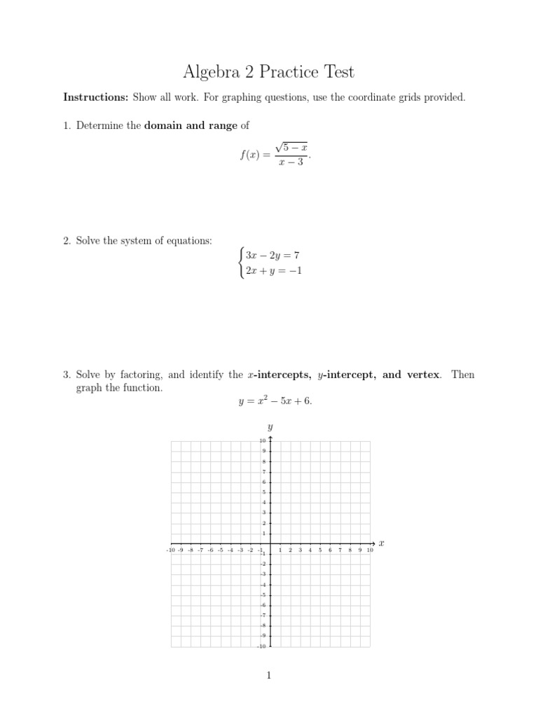 Algebra2 Practice Test | PDF | Exponential Function | Mathematical Concepts