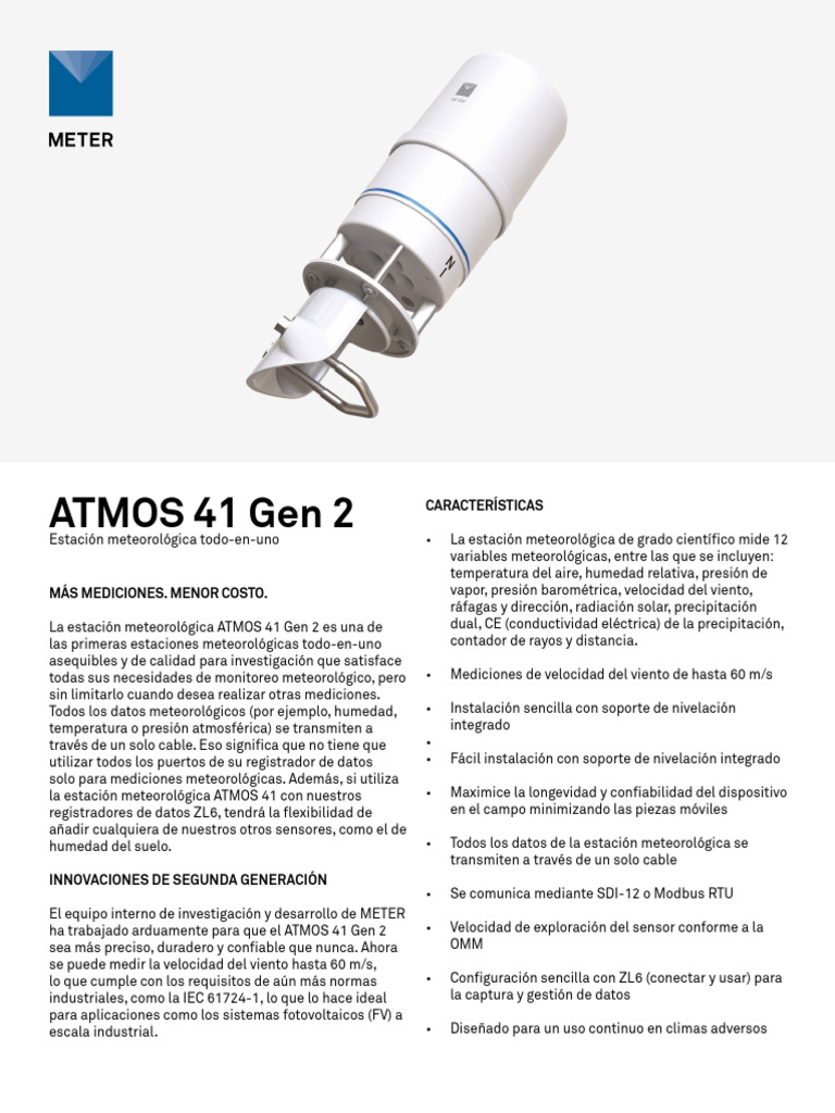 Atmos 41 Gen2-Spanish | PDF | Meteorología | Sensor