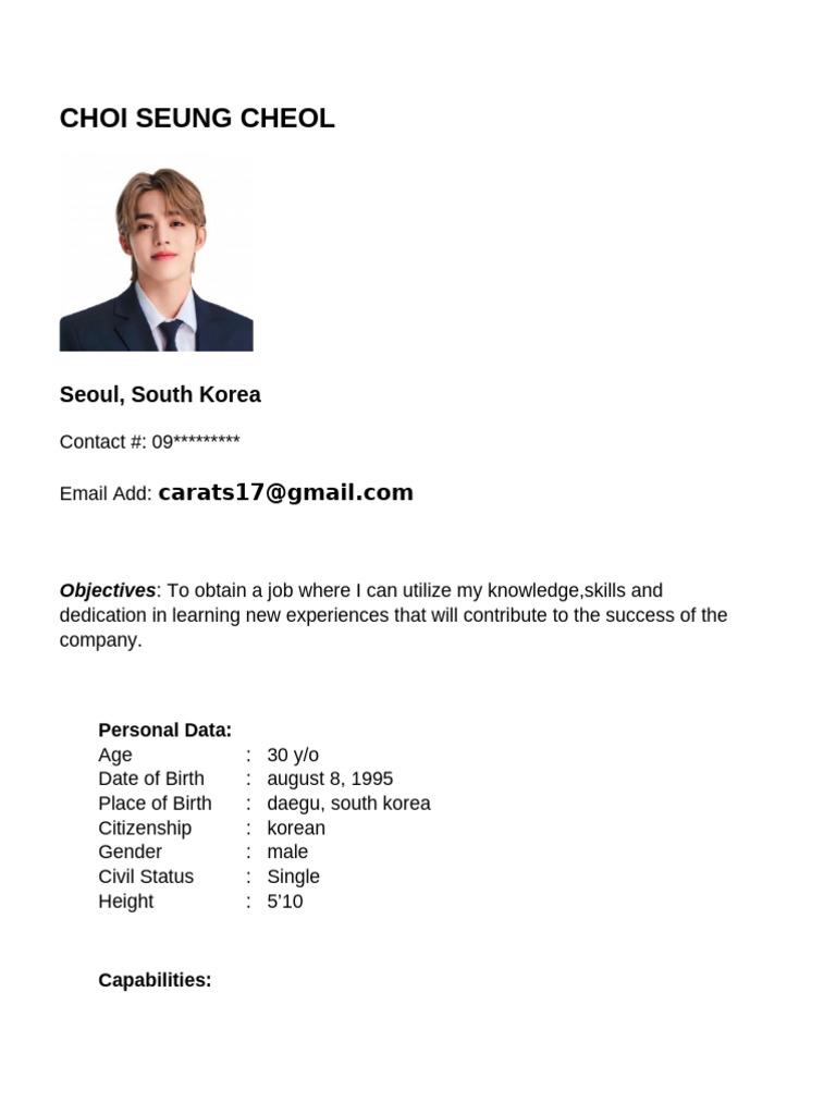 Sample Resume For Work | PDF | South Korea | World Politics