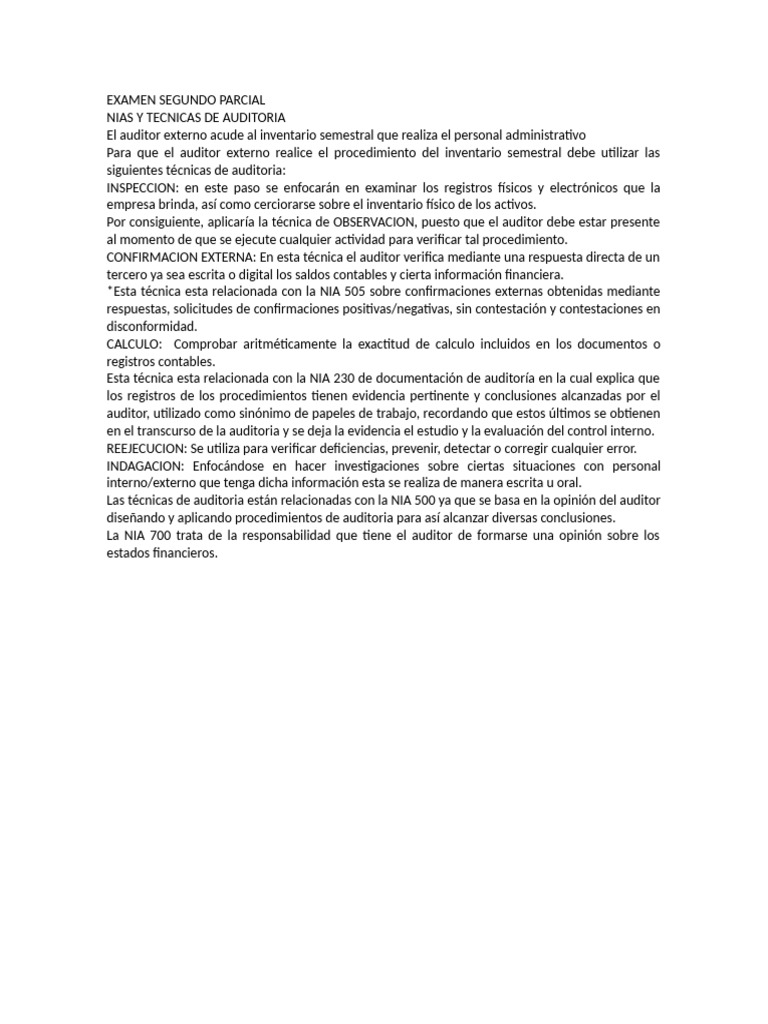 Examen Segundo Parcial Auditoria | PDF