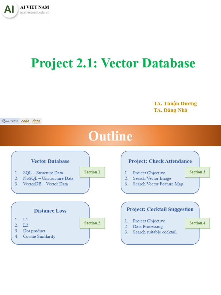 [Slide v2] Project 2.1 Vector Database | PDF | Databases | Postgre Sql