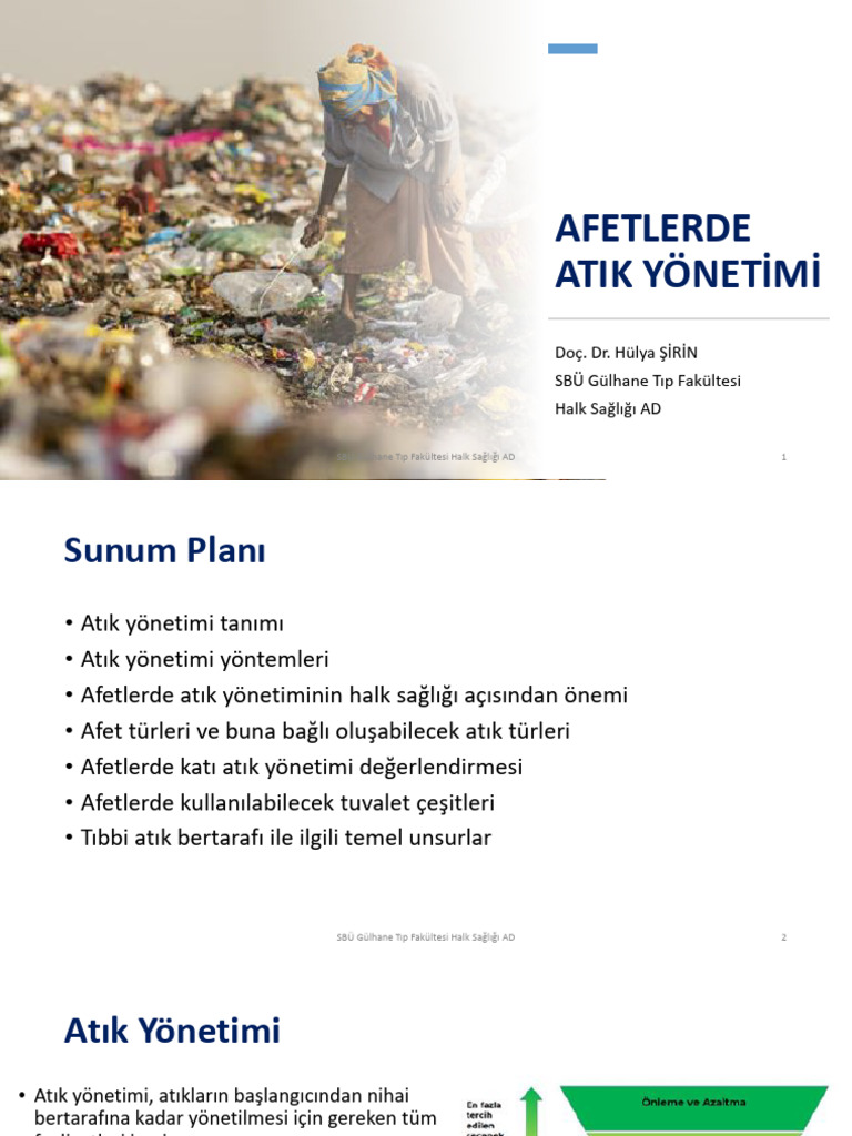 Afetlerde Atik Yonetimi Doc. Dr. Hulya SIRIN | PDF