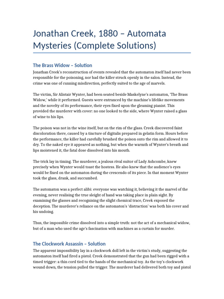 Automata Mysteries All Solutions | PDF