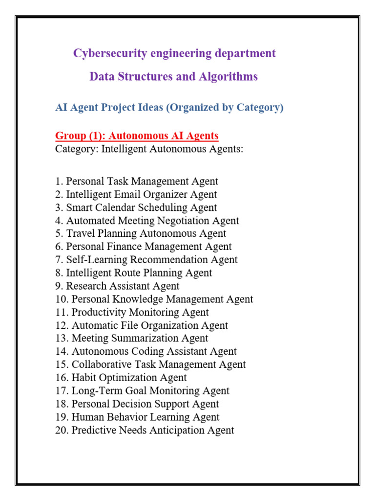AI Agent Projects Full List | PDF | Artificial Intelligence ...