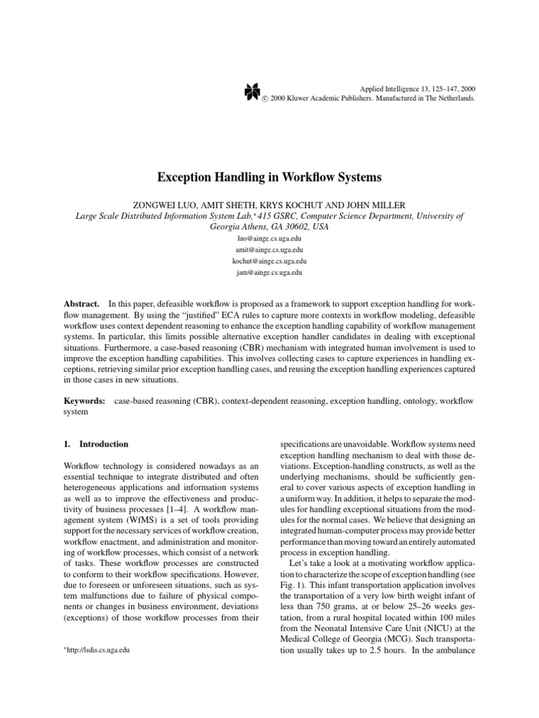 Exception Handling in Workflow Systems | PDF | Business Process ...