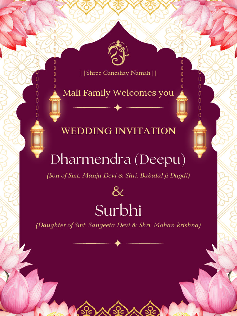Deepu Weds Surbhi Wedding Invitation | PDF