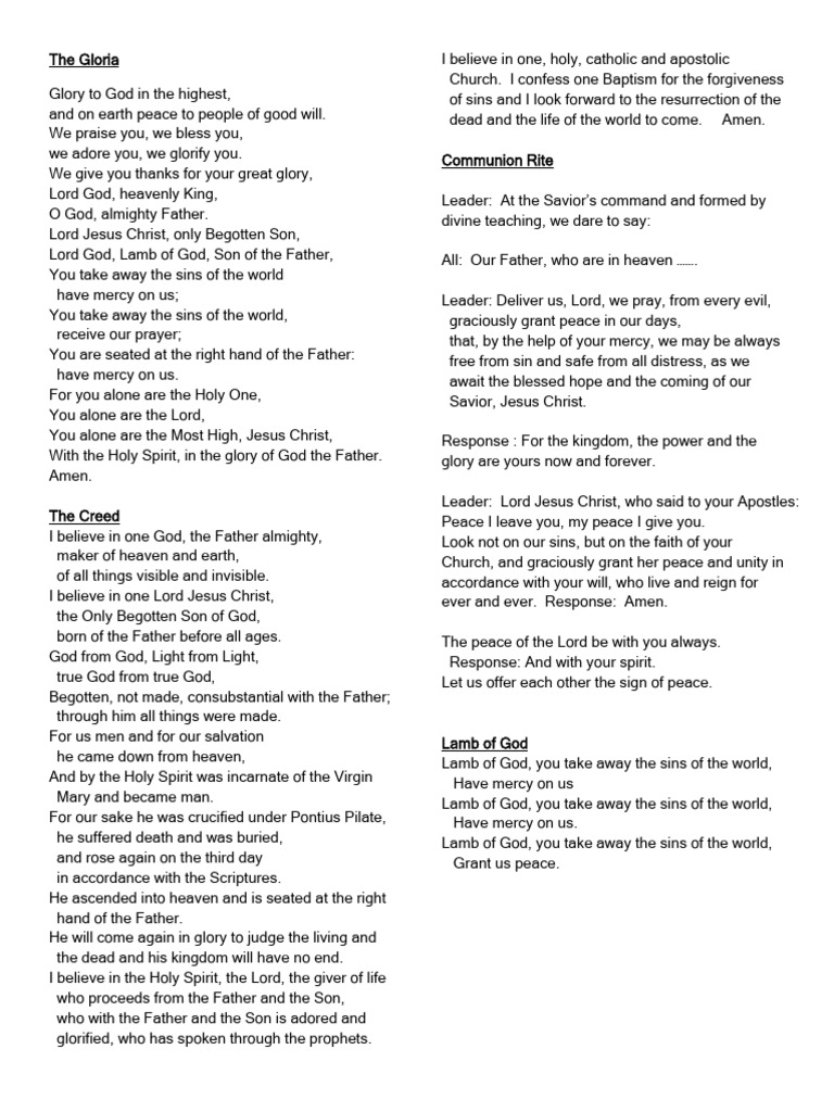 Mass Parts | PDF | God The Father | God In Christianity