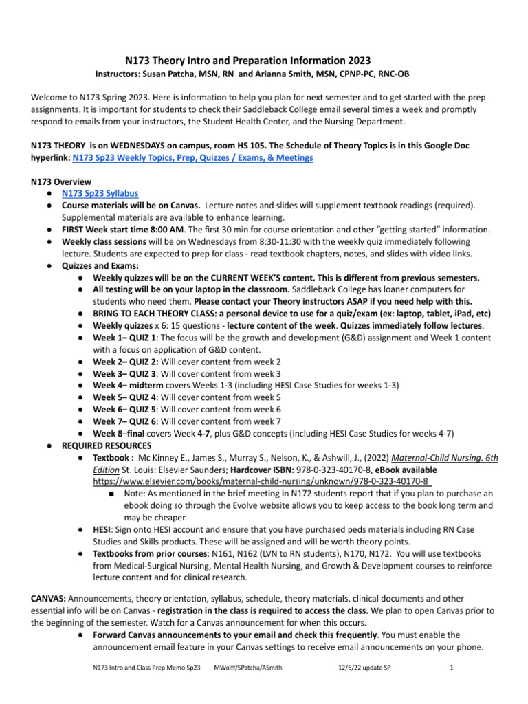 N173 Sp23 Theory Intro and Prep Overview Memo - Google Docs | PDF ...