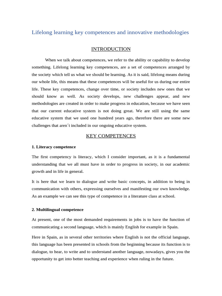 Lifelong Learning Key Competences and Innovative Methodologies (1 ...