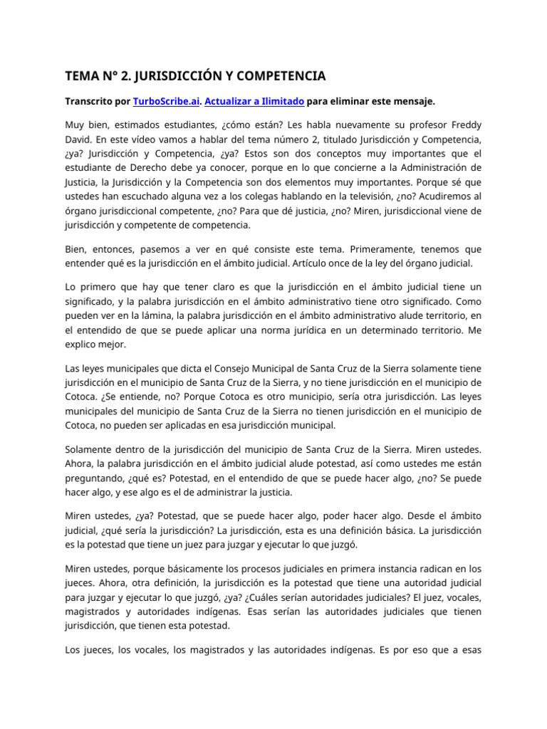 TEMA N° 2. JURISDICCIÓN Y COMPETENCIA | PDF | Jurisdicción | Judicaturas