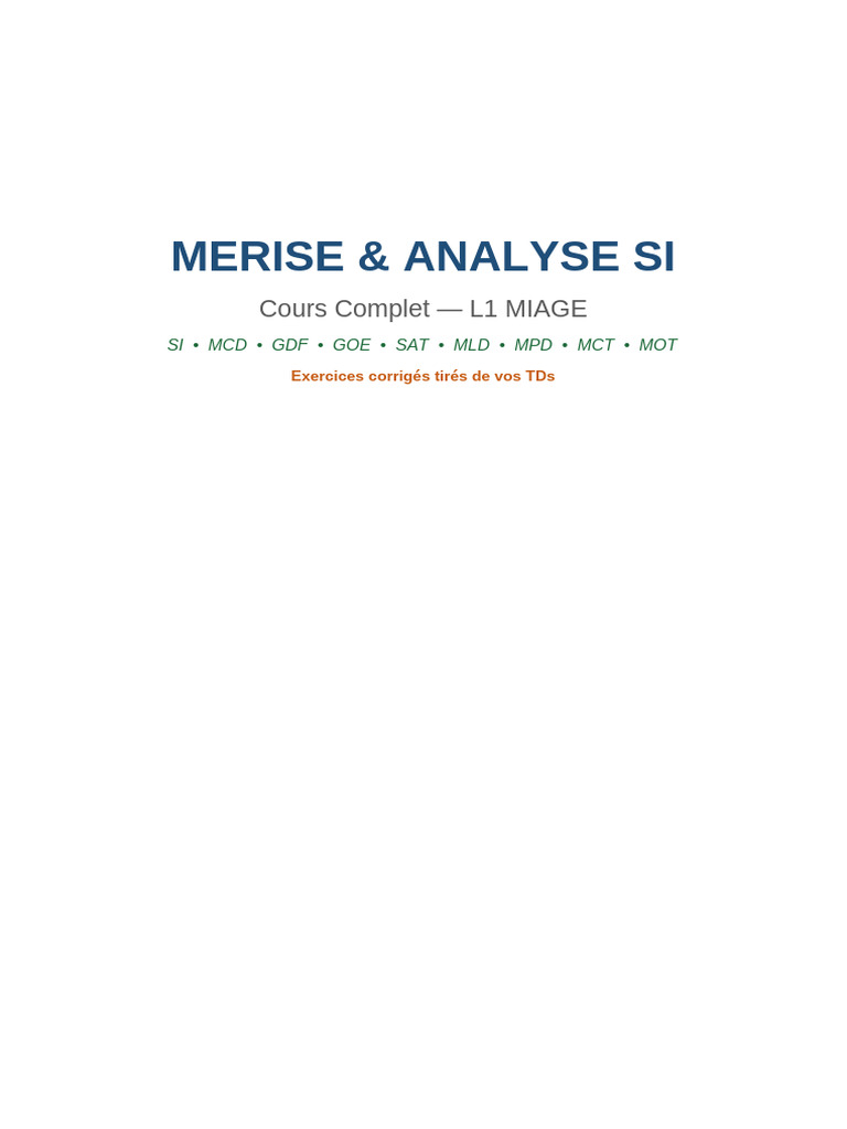 Cours MERISE Complet V2 | PDF | Données | Informatique