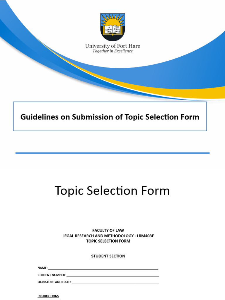 Guidelines On Submission of Topic Selection Form 2026 | PDF