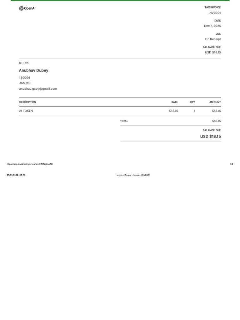Invoice Open Ai | PDF