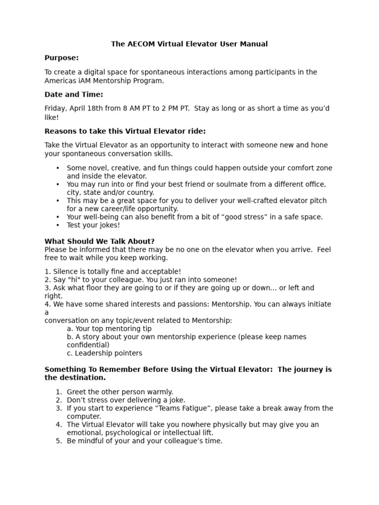 Virtual Elevator User Manual | PDF