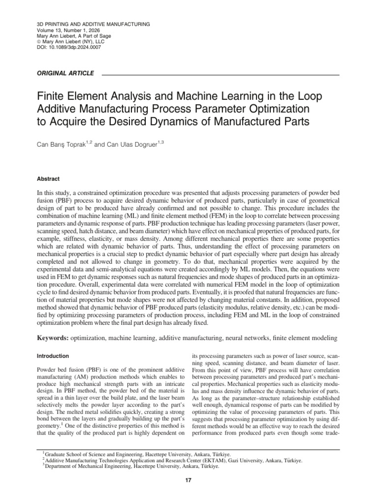 Toprak Dogruer 2026 Finite Element Analysis and Machine Learning in the ...