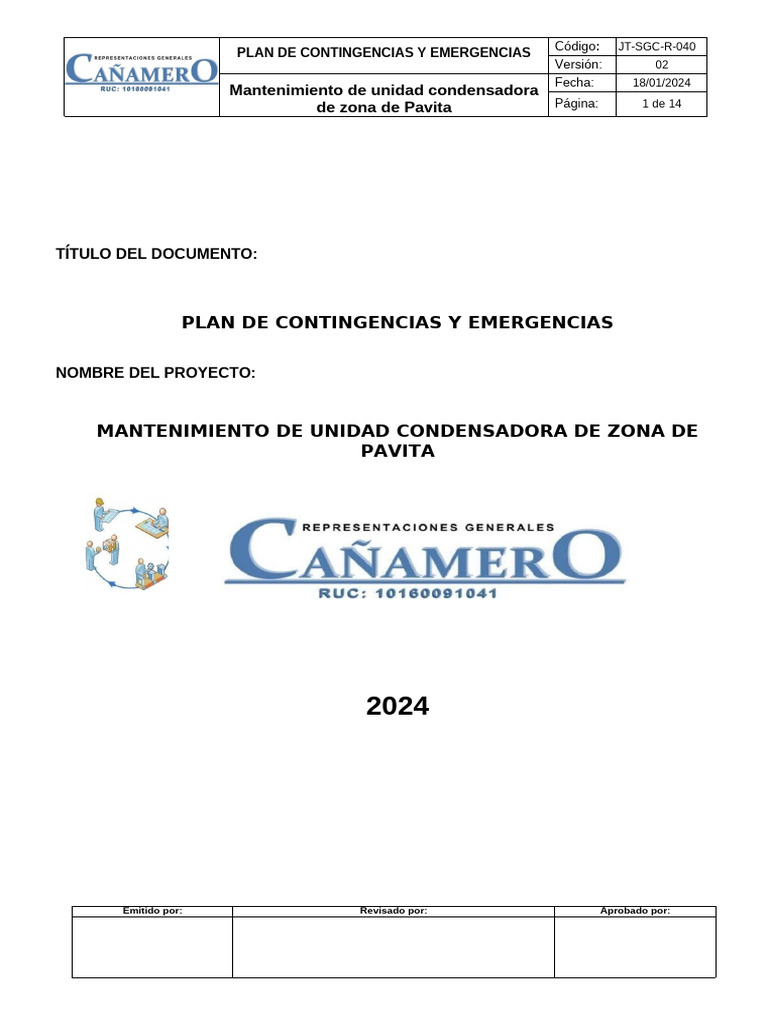 Pce-003 Plan de Contingencias y Emergencias | PDF | Seguridad y salud ...