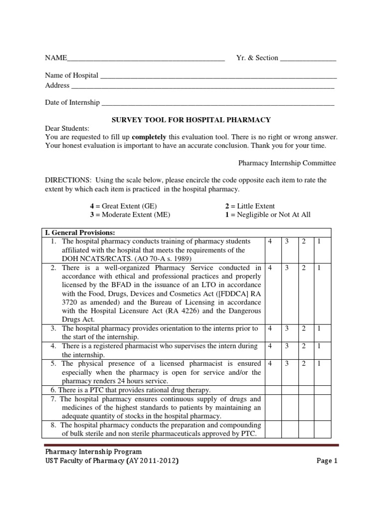 Hospital Pharmacy Survey Tool PDF | PDF | Pharmacy | Medical Prescription