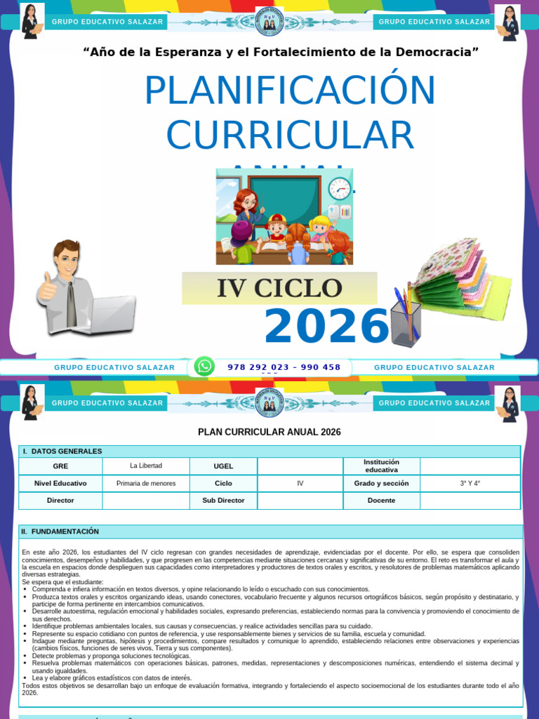 IV Ciclo - Plan Curricular Anual 2026 | PDF | Autorregulación emocional ...