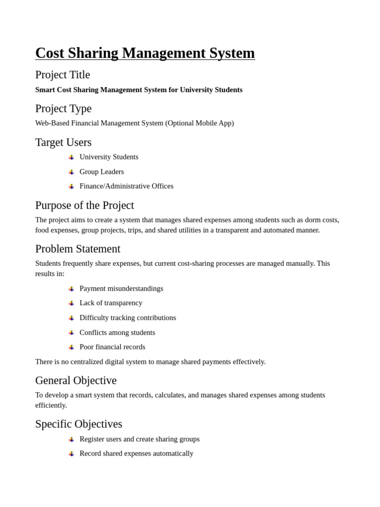 Cost Sharing Management System | PDF