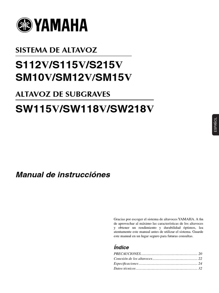 Yamaha s115v | PDF | Altoparlante | Sonido