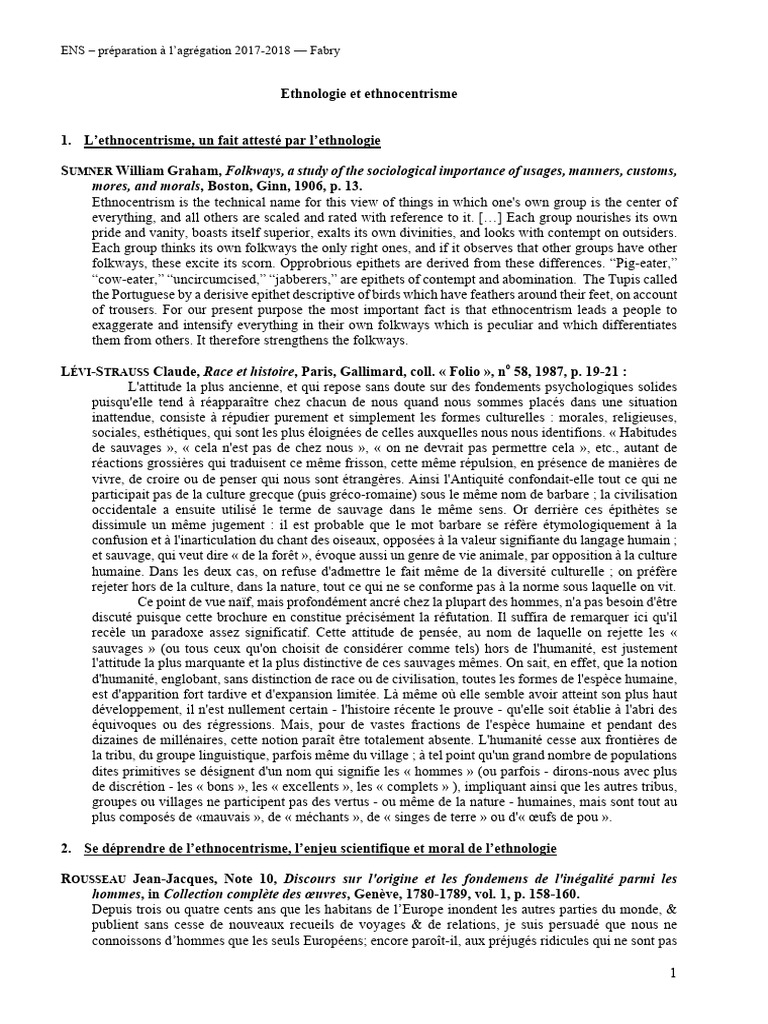 Exemplier Ethnocentrisme Ethnologie | PDF | Post-colonialisme | La nature