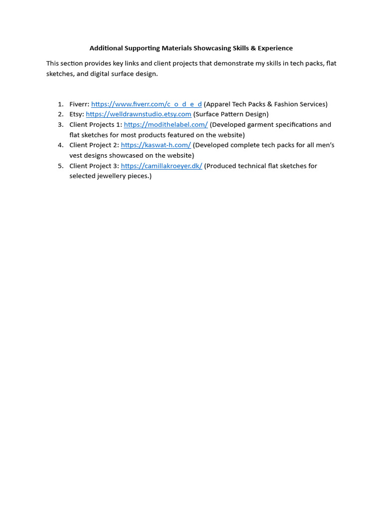 Additional Supporting Materials Showcasing Skills | PDF
