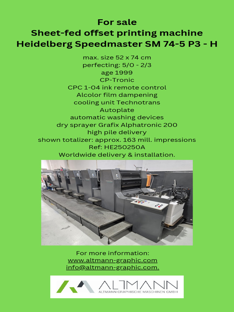 Heidelberg Speedmaster SM 74-5 P3 - H | PDF