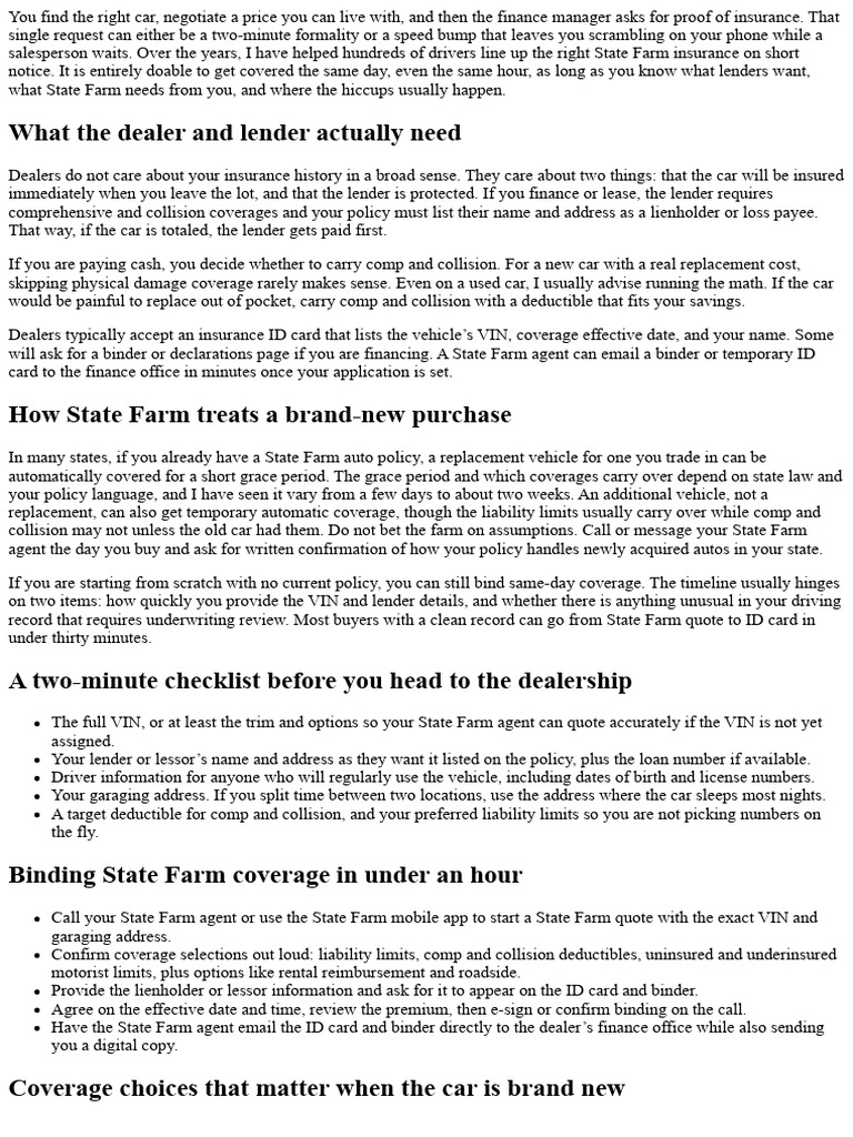 New Car Purchase: Getting the Right State Farm Insurance Fast 233410 ...