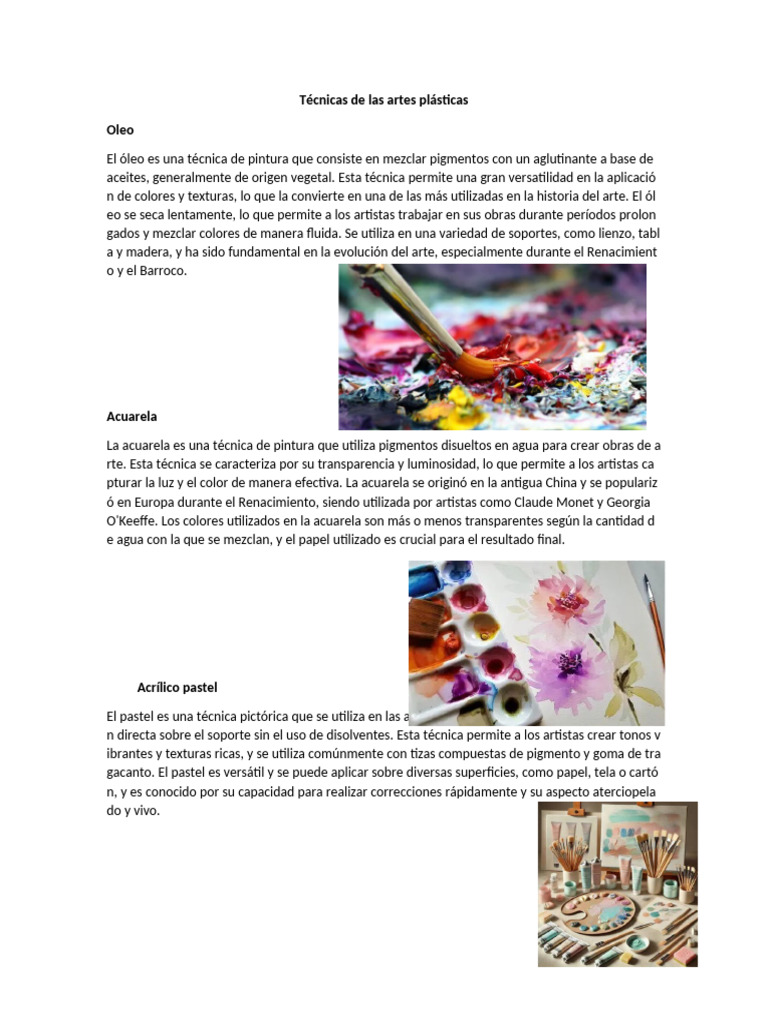 Técnicas de Las Artes Plásticas | PDF | Pinturas | Pintura al óleo