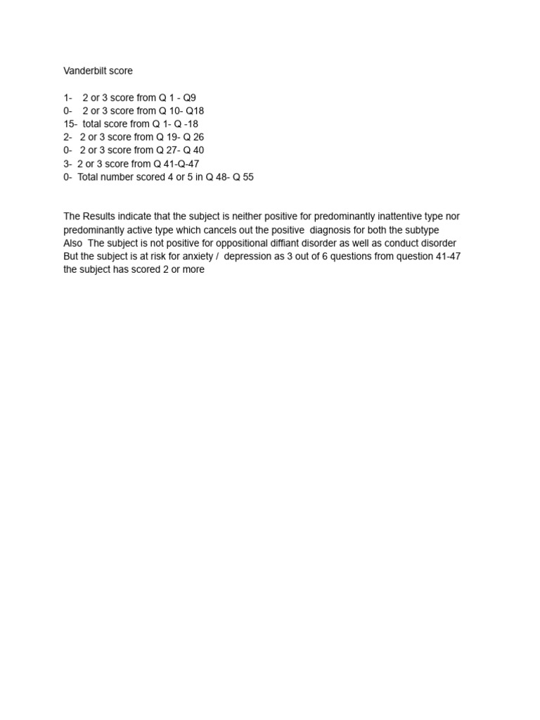 Vanderbilt Score Sara Hanina | PDF